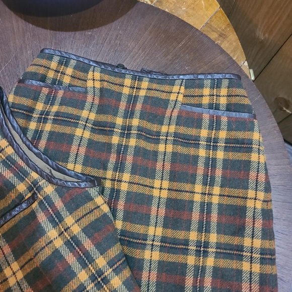 Petite Sophisticate Yellow & Green Plaid Two-Piece Set with Brown Trim - Picture 3 of 7